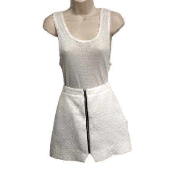 Topshop Zip Up White Geometric Textured Mini Skirt Size US 6 - Picture 2 of 14